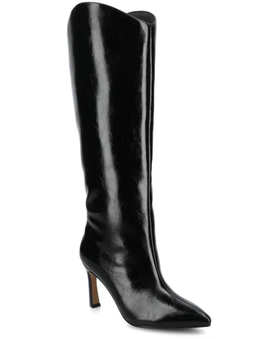 Journee Collection Womens Wide Calf Stiletto Heel Dress Boots Wide Width In Black