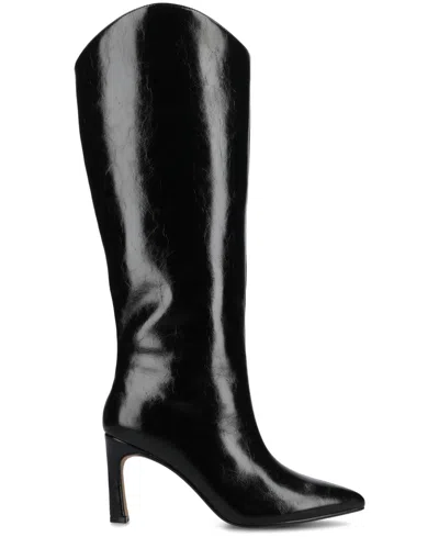 Journee Collection Womens Wide Calf Stiletto Heel Dress Boots Wide Width In Black