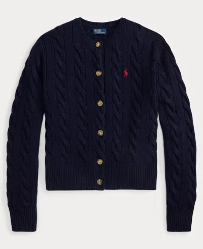 Polo Ralph Lauren Cable Knit Slim Fit Cardigan In Black
