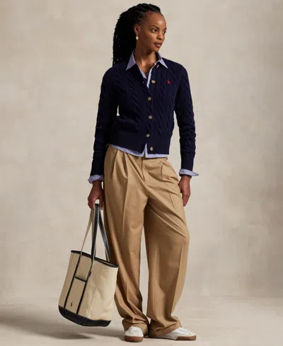 Polo Ralph Lauren Cable Knit Slim Fit Cardigan In Black