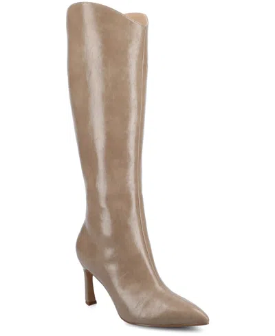 Journee Collection Womens Wide Calf Stiletto Heel Dress Boots Wide Width In Brown