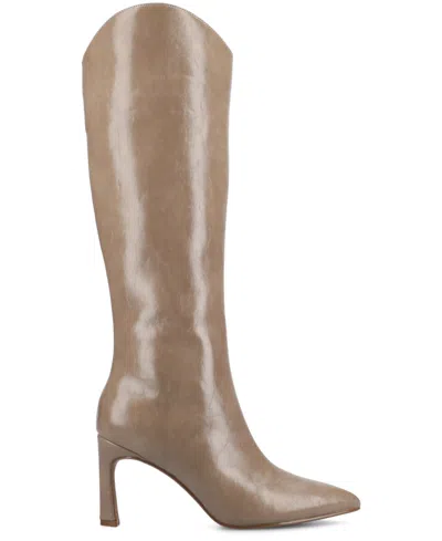 Journee Collection Womens Wide Calf Stiletto Heel Dress Boots Wide Width In Brown