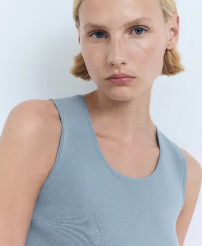 Mango Scoop Neck Sweater Tank In Blue
