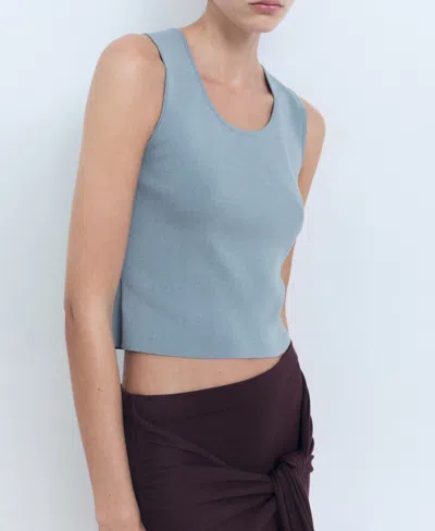 Mango Scoop Neck Sweater Tank In Blue