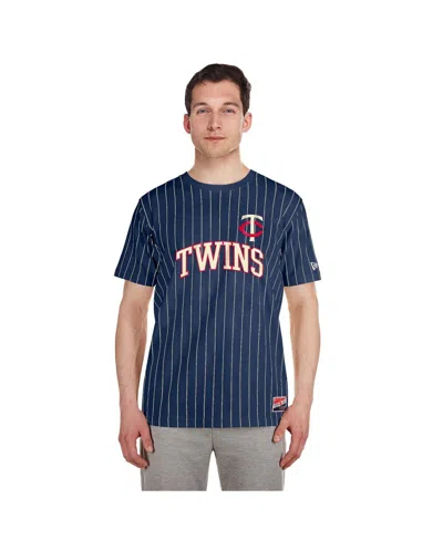 New Era Men's Navy Minnesota Twins Throwback Pinstripe T-shirt In Blue
