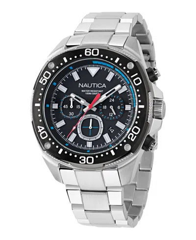 Nautica Men's Chronograph Silver-tone Stainless Steel Watch, 46mm In White