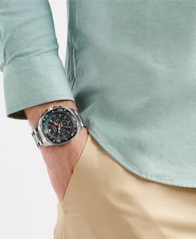 Nautica Men's Chronograph Silver-tone Stainless Steel Watch, 46mm In White