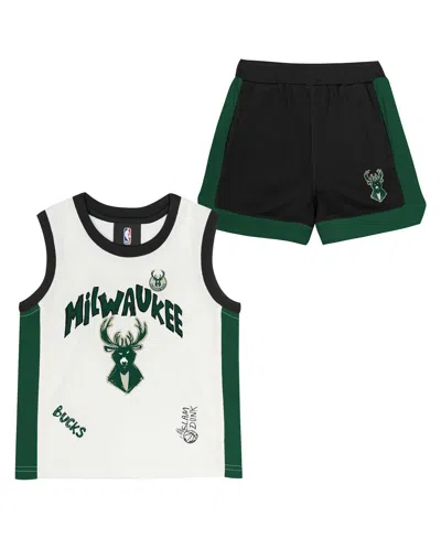 Outerstuff Preschool Milwaukee Bucks Mesh Tank Top And Shorts Set In Green