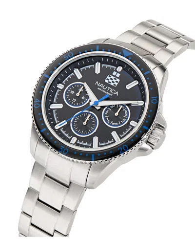 Nautica Men's Analog Silver-tone Stainless Steel Watch, 46mm In Metallic