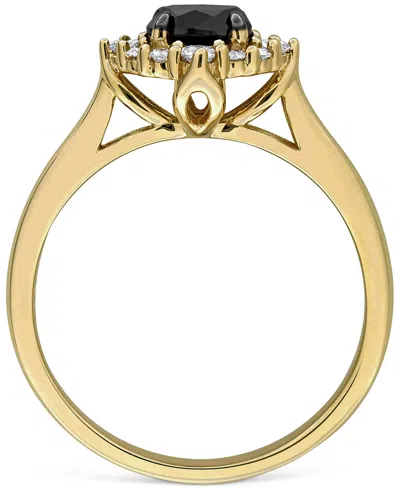 Macy's Black & White Diamond Oval Halo Engagement Ring (3/4 Ct. T.w.) In 14k Gold In Gold