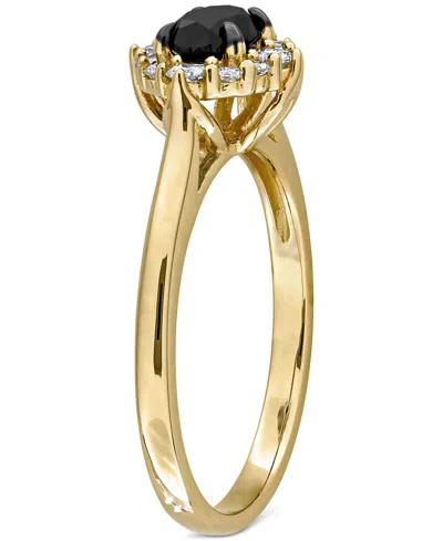Macy's Black & White Diamond Oval Halo Engagement Ring (3/4 Ct. T.w.) In 14k Gold In Gold
