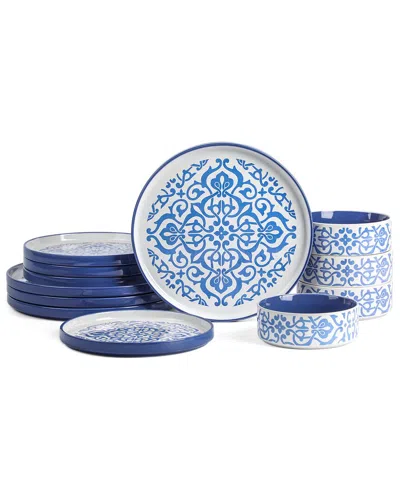 Stone Lain Tropea 12-piece Dinnerware Set Stoneware In Blue