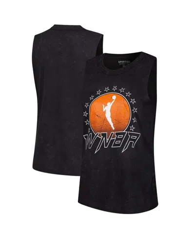 Sportiqe Women'sâ Black Wnba Rock Roll Collection Turner Mineral Wash Tank In Black