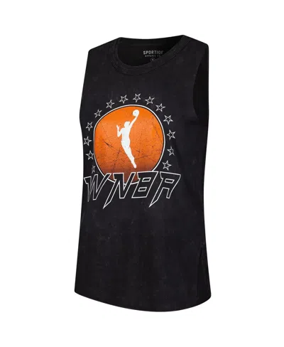 Sportiqe Women'sâ Black Wnba Rock Roll Collection Turner Mineral Wash Tank In Black