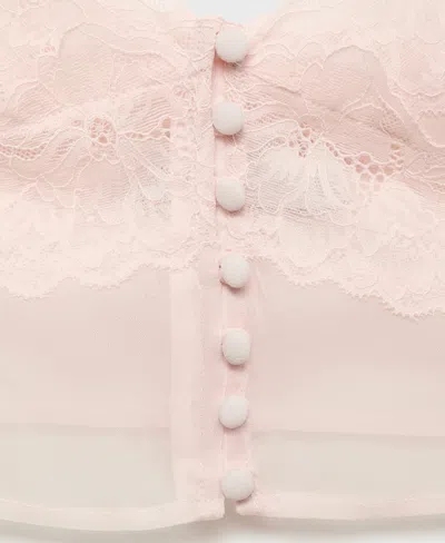 Mango Lace Crop Top Pastel Pink In Pink