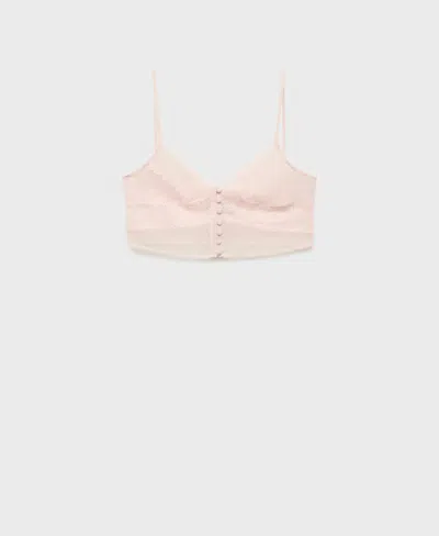 Mango Lace Crop Top Pastel Pink In Pink