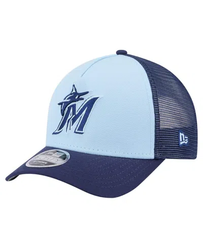 New Era Men's Light Blue/navy Miami Marlins 2-tone Color Pack 9forty M-crown A-frame Adjustable Hat In Blue