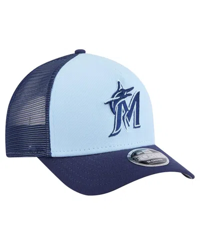 New Era Men's Light Blue/navy Miami Marlins 2-tone Color Pack 9forty M-crown A-frame Adjustable Hat In Blue