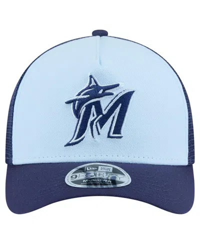New Era Men's Light Blue/navy Miami Marlins 2-tone Color Pack 9forty M-crown A-frame Adjustable Hat In Blue