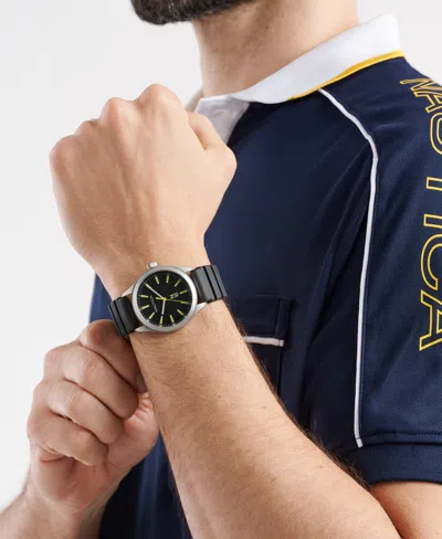 Nautica Hannay Bay Wheat Fiber Strap 3-hand Watch In Black