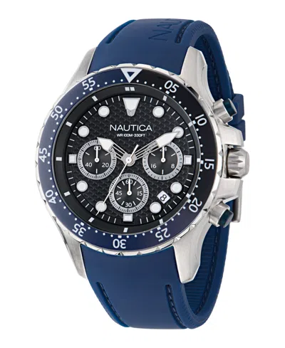Nautica Men's Chronograph Black Silicone Watch Set, 44mm In Blue