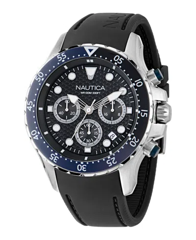 Nautica Men's Chronograph Black Silicone Watch Set, 44mm In Blue