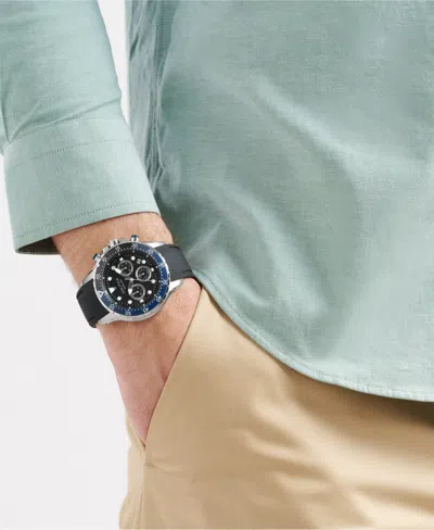 Nautica Men's Chronograph Black Silicone Watch Set, 44mm In Blue