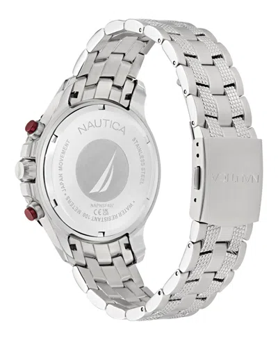 Nautica Men's Chronograph Silver-tone Stainless Steel Watch Set, 44mm In Multi