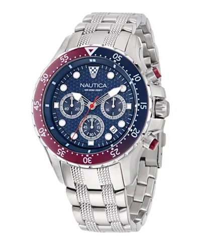 Nautica Men's Chronograph Silver-tone Stainless Steel Watch Set, 44mm In Multi