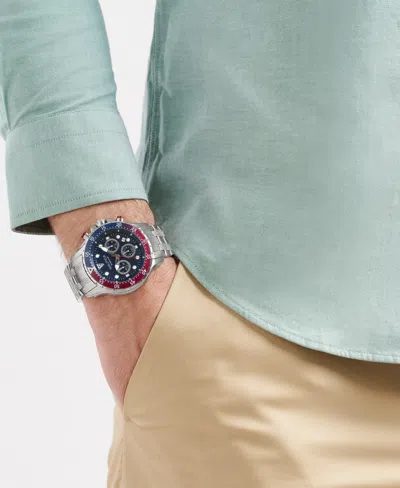 Nautica Men's Chronograph Silver-tone Stainless Steel Watch Set, 44mm In Multi