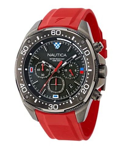 Nautica Men's Chronograph Multi Silicone Watch Set, 46mm In Red
