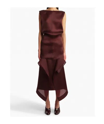 Khaite Toma Sleeveless Silk Mini Dress In Burgundy