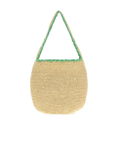 Marni Large Logo-embroidered Raffia Tote Bag In Multi