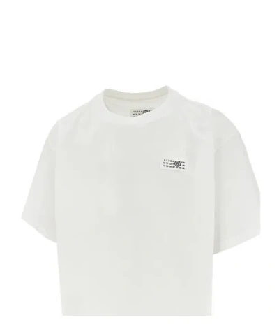 Mm6 Maison Margiela Mm6 By Maison Margiela Minimalist Logo Short Sleeve T-shirt In White