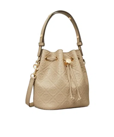Tory Burch T Monogram Leather Mini Bucket Bag In Brown