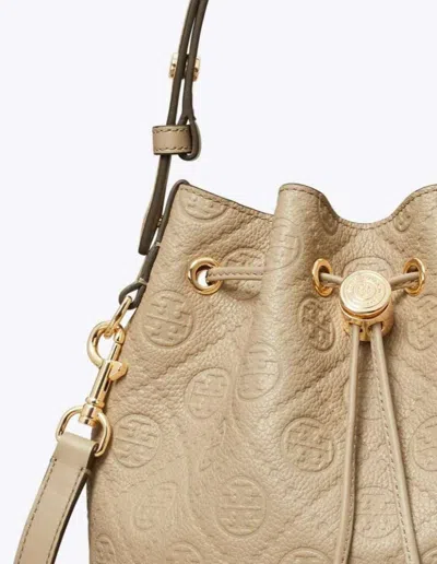 Tory Burch T Monogram Leather Mini Bucket Bag In Brown