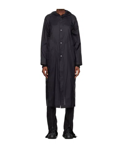 Post Archive Faction (paf) Buttoned-down Hooded Trench Coat In Black