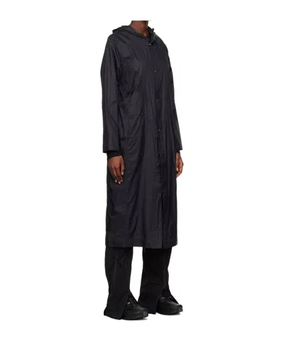 Post Archive Faction (paf) Buttoned-down Hooded Trench Coat In Black