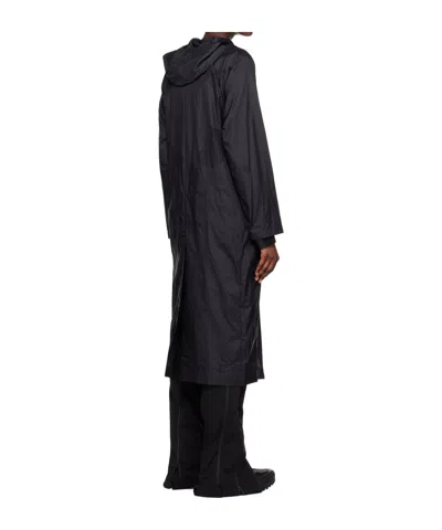 Post Archive Faction (paf) Buttoned-down Hooded Trench Coat In Black