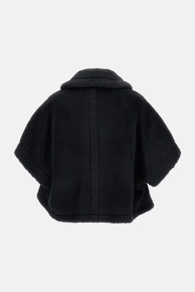 Max Mara Lapel Cape In Black