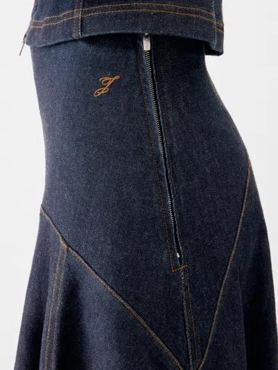 Jacquemus "de-nîmes Triangle" Denim Skirt In Blue