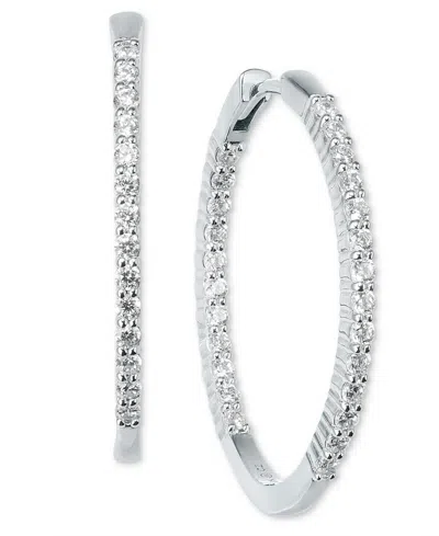 Macy's Diamond Small Hoop Earrings (1 Ct. T.w.) In 14k White Gold Or 14k Yellow Gold, Exclusively At  In White