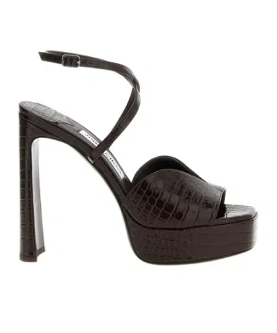 Jimmy Choo Karli 125 Croc-effect Platform Sandals In Brown