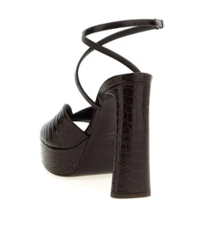Jimmy Choo Karli 125 Croc-effect Platform Sandals In Brown