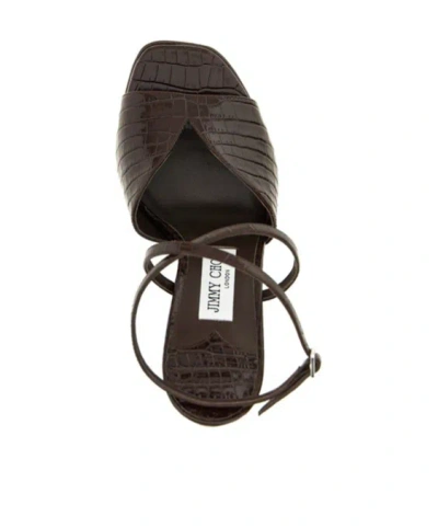 Jimmy Choo Karli 125 Croc-effect Platform Sandals In Brown