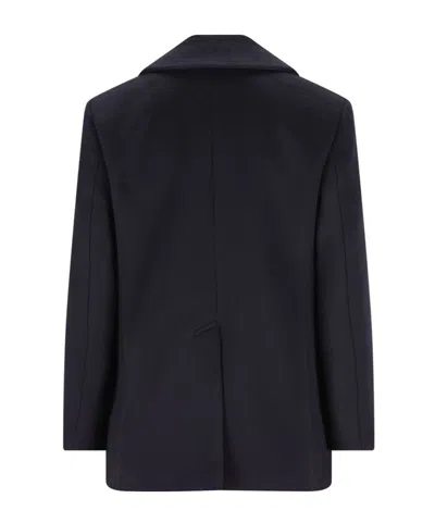 Givenchy Double-breasted Coat Featuring Front Pockets In Blue