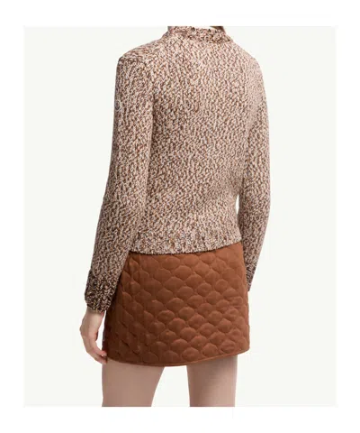 Moncler Marled Wool Crewneck Sweater In Brown