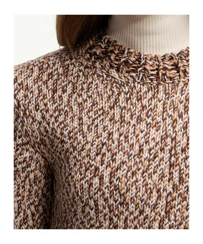Moncler Marled Wool Crewneck Sweater In Brown