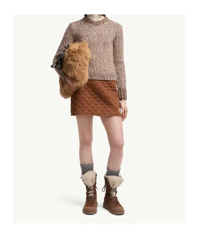Moncler Marled Wool Crewneck Sweater In Brown
