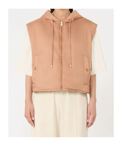 Weekend Max Mara Reversible Water-repellent Canvas Gilet In Brown